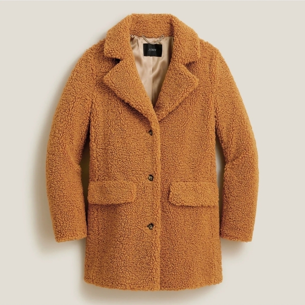 J. CREW Teddy Sherpa Coar Size Medium Tan Brown